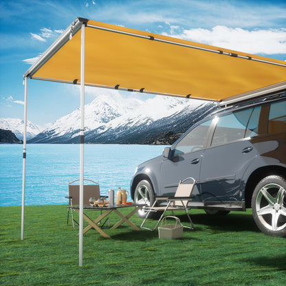 Timber Ridge Car Awning Camper Awning 8.2X6.5ft Truck Tent Waterproof PU10000mm UV50+ Rooftop Overland Camping, Retractable Side Tent Shade for Car/SUV/Truck/Van, Beige
