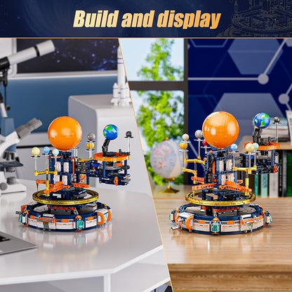 JAKI Solar System Building Set - Electric Solar System Model with Dynamic Lighting and Real Rotating Effects STEM Educational Space Toy for Teens and Adults Home Office Decoration.