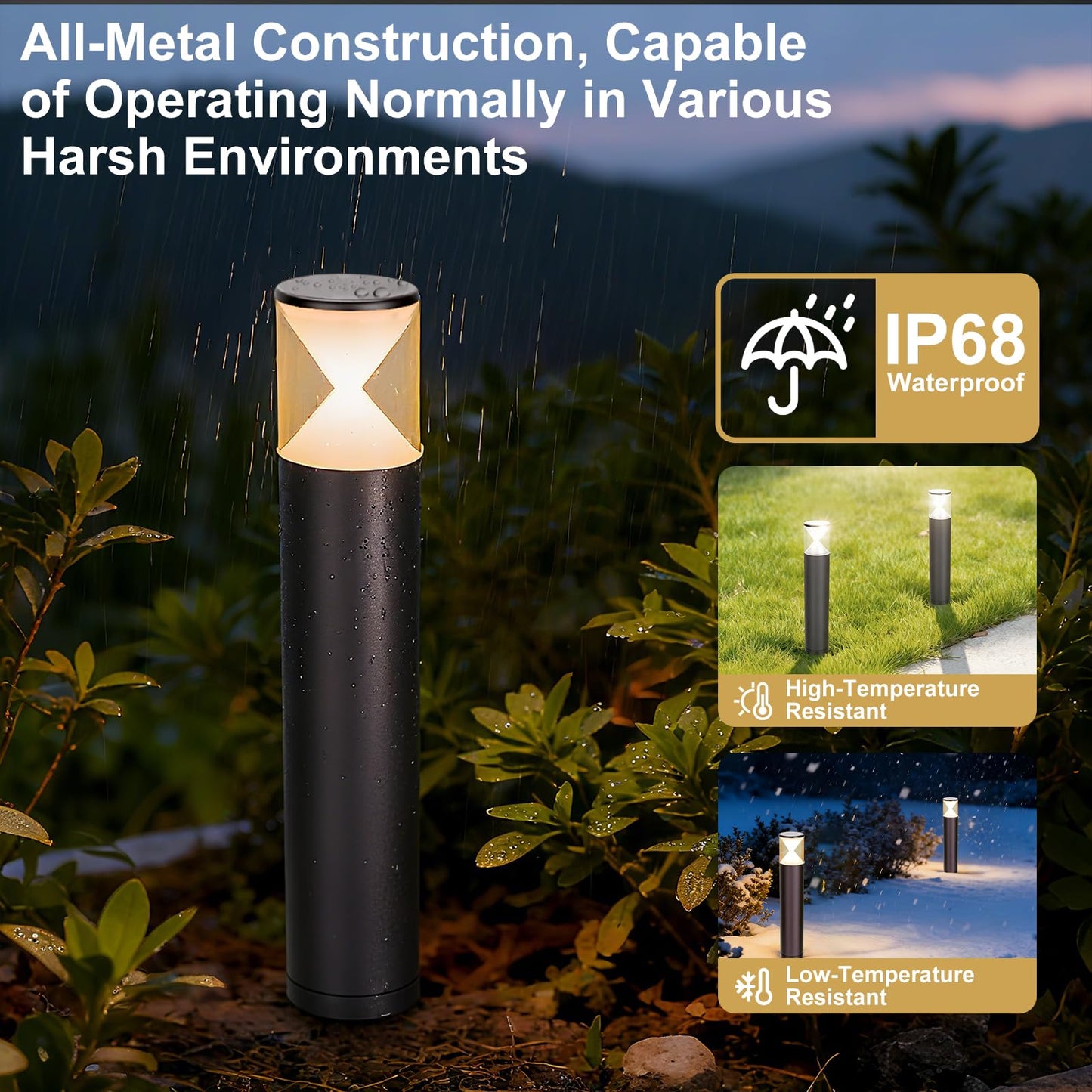 TRIPLE RABBIT Landscape Pathway Lights with APP Control, 12V Low Voltage Outdoor Garden Lighting, IP65 Waterproof LED Bollard Path, Warm White Walkway for Yard Lawn Driveway and Pathways (6Pack)