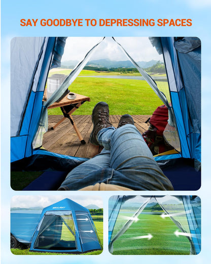 SUV Tent for Camping, Easy Set Up Tent Pop Up 6 Person Car Tailgate Tent with Rainfly for Travel Outdoor, Weather Resistant Waterproof PU3000mm, 2 in 1 Use 10FT(L) x8FT(W) x7.2FT(H)