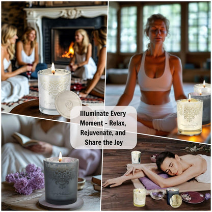 RU HANDMADE Luxury Soy Candle Gift Set for Women – 3 Pack 7oz Crystal Glass Aromatherapy Candles, 120H Total Burn Time, Soy & Beeswax Blend with Wick Trimmer & Snuffer Lid, Spa & Relaxation Scents