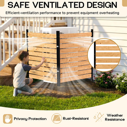 4ft H×3.2ft W(2 Panels) Privacy Fence Screen,No-Dig Wood Outdoor Privacy Screen,Aluminum Post,Air Conditioner Fence,Pool Equipment Enclosure,Trash Can Enclosure,Privacy Fence Panels for Patio/Garden