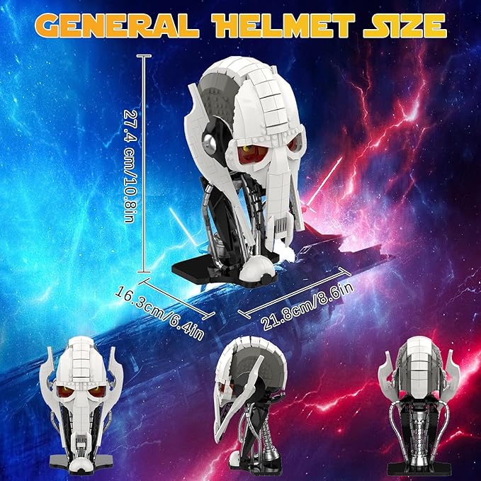 General Helmet Building Sets Collection Space Wars Figures Model with Buildable Display Stand Perfect for Christmas Toy Gift for Kids Adult Ages 6+ (710 PCS)