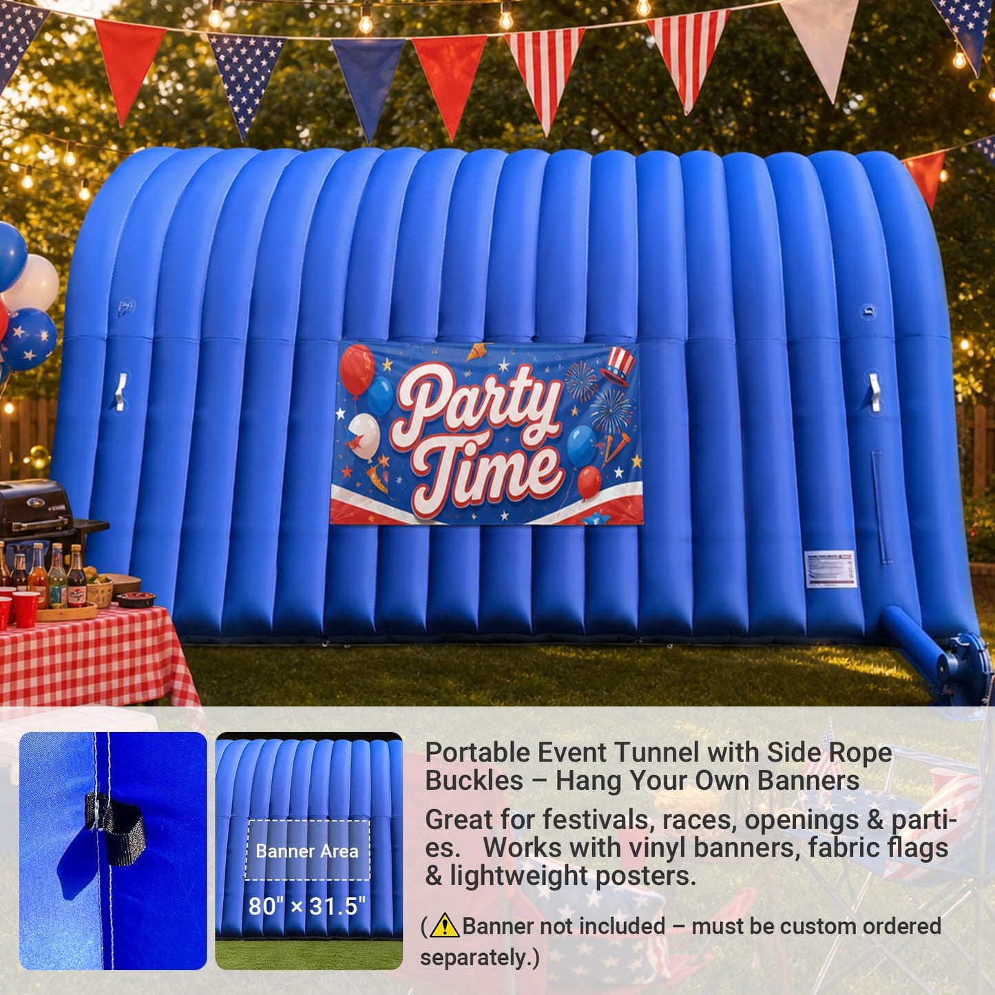 OZIS 20x10x10Ft Inflatable Tunnel Sports Tunnel Entrance with Installed Blower Inflatable Tunnel Tent for Business Advertising Event Exhibition Promotion,Street,Shop,Supermarket,School(Blue)
