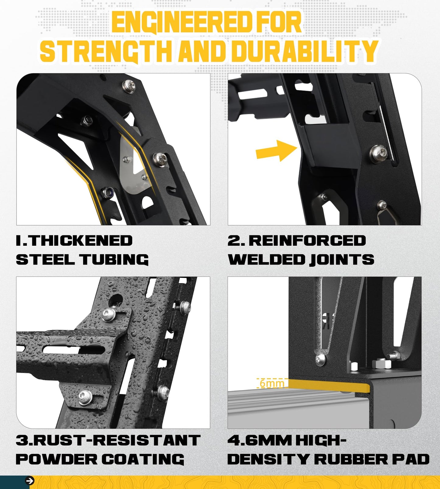 Trumgeta Overland Bed Rack Fit for Full-Size Pickups, Adjustable Truck Ladder Rack for T-Slot Tonneau Covers, 18.8"-25" Height Bed Rack with Side Cross Bars, Fit for F150/Ram 1500/Silverado/Sierra