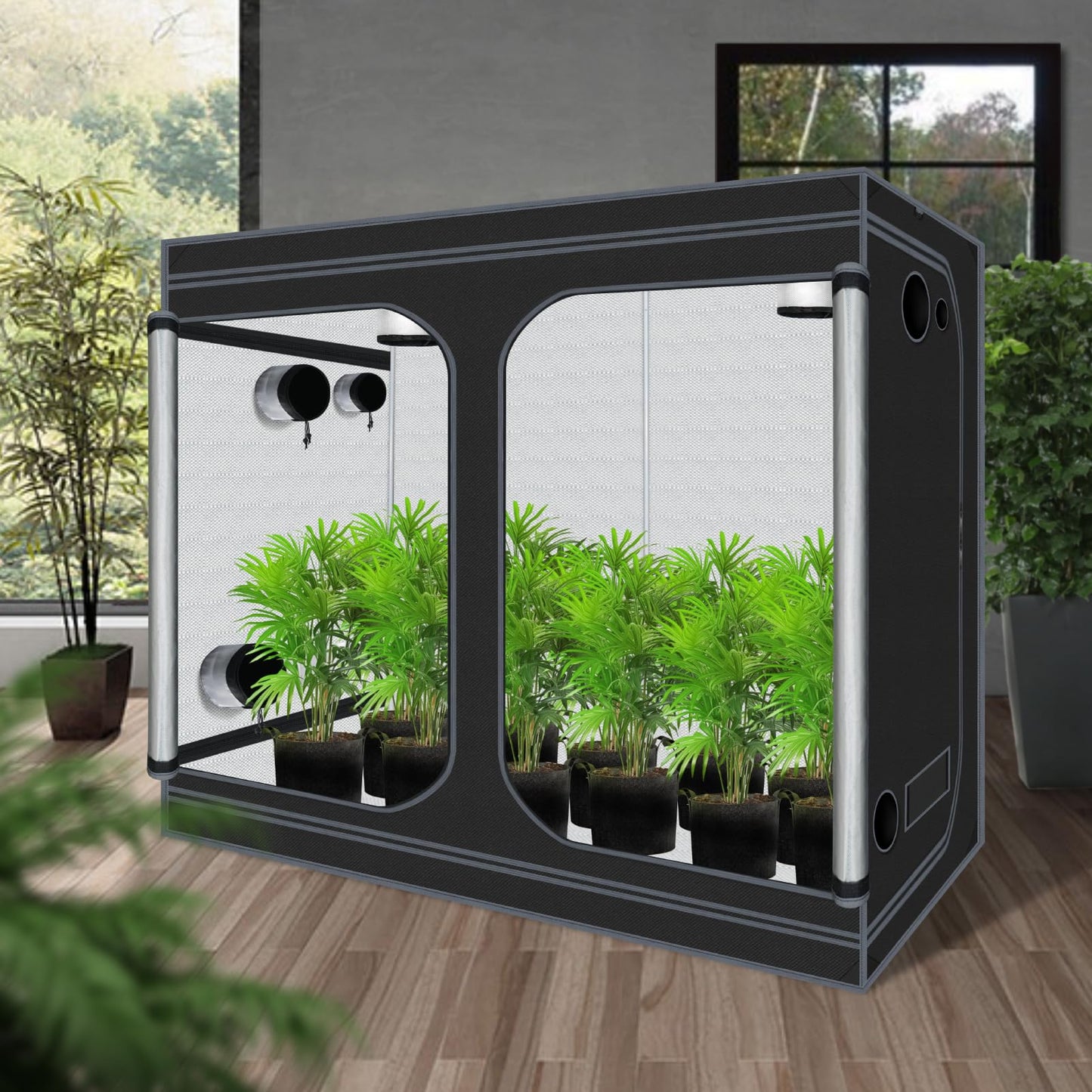 Grow Tent, 120"x60"x78" Hydroponic Mylar Grow Tent Reflective Garden Growing Dark Room with Observation Window, Removable Floor Tray for Indoor Plant Growing 10x5