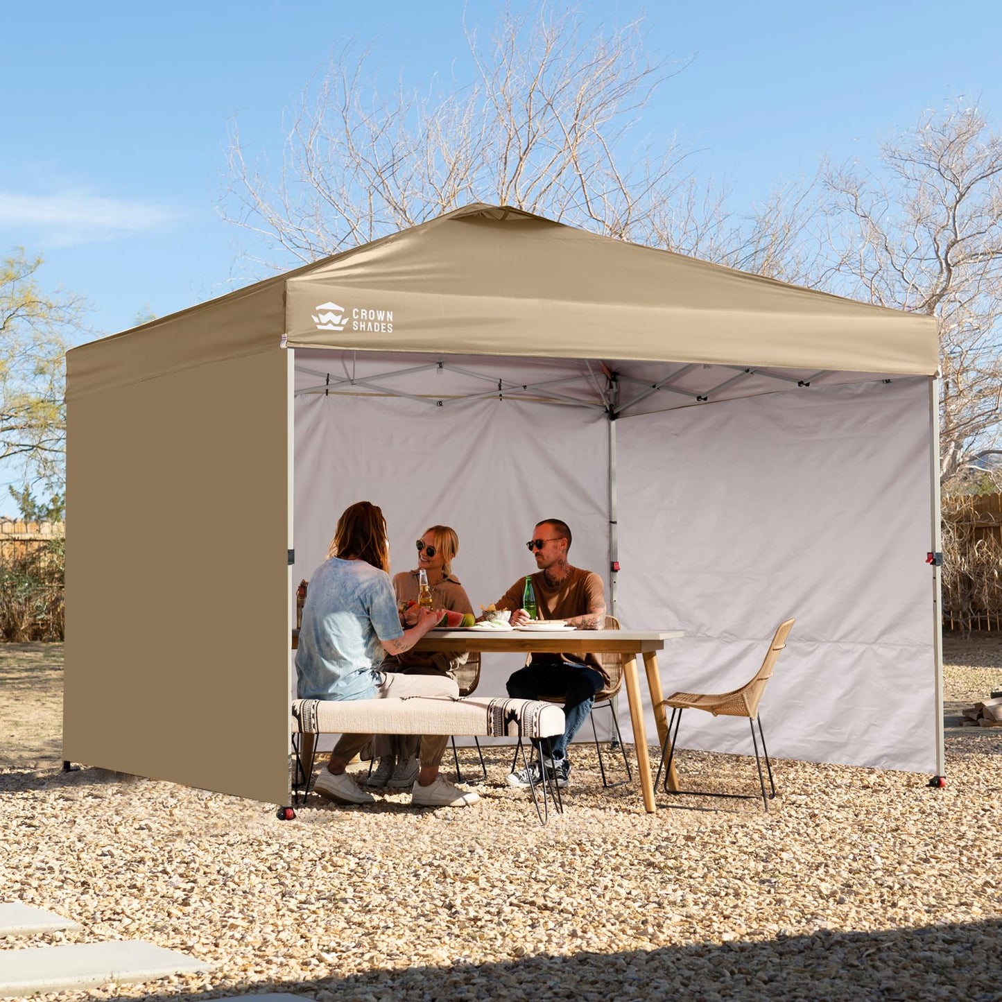 CROWN SHADES 12x12 Canopy Sidewalls (4pck) - Side Walls 12x12, Sidewalls for Canopy - Tent Accessories, Beige
