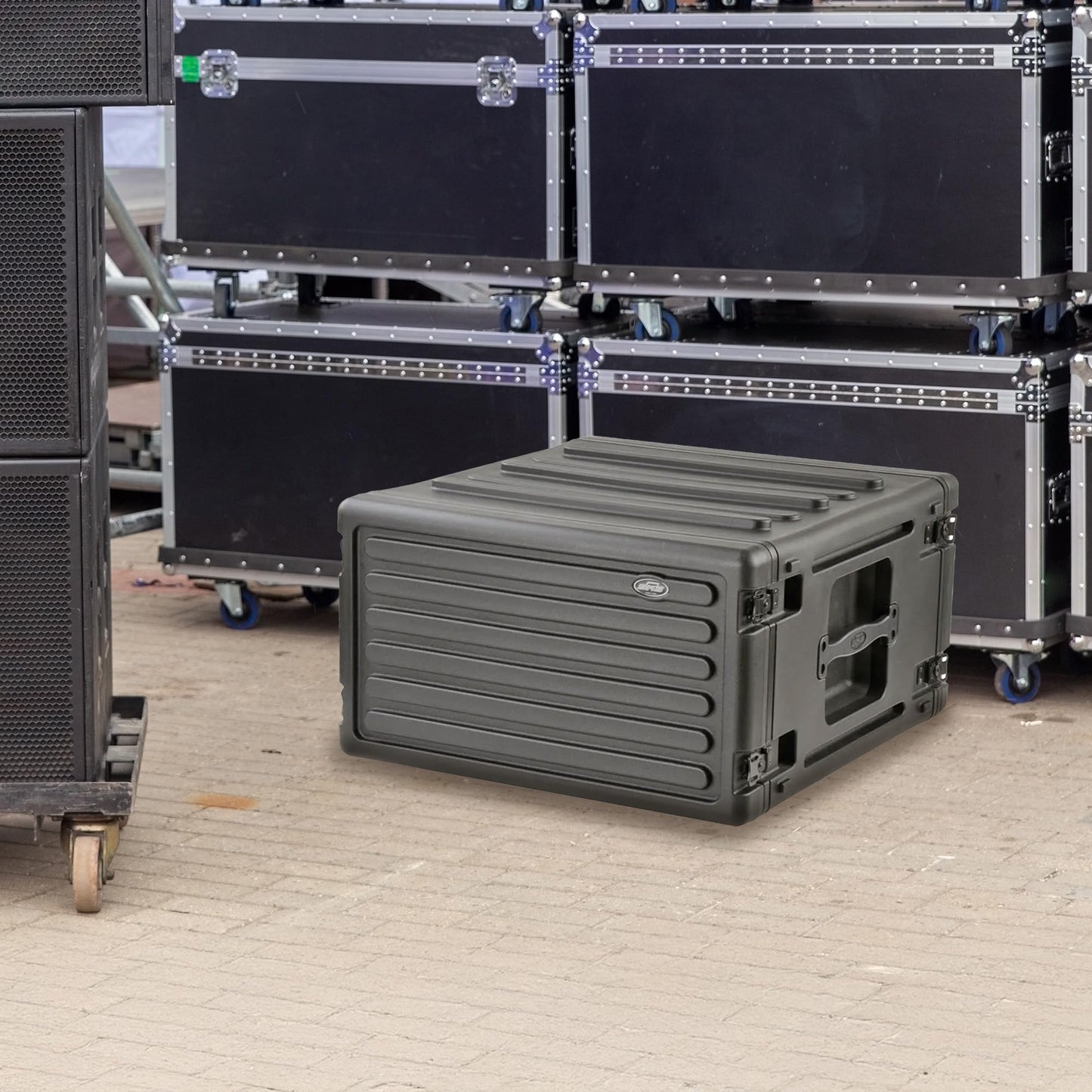 SKB 6U Roto Rack Case - Durable Polyethylene Gear Protector, Stackable, Waterproof with Twist Latches & Rubber Feet for Musicians, DJs, and A/V Equipment - Secure Transport & Storage Solution