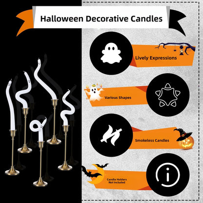 Four Twisted Spiral rods of Candles with Different Expressions of Ghosts and Devils, The Essential Items for a Halloween Haunted House