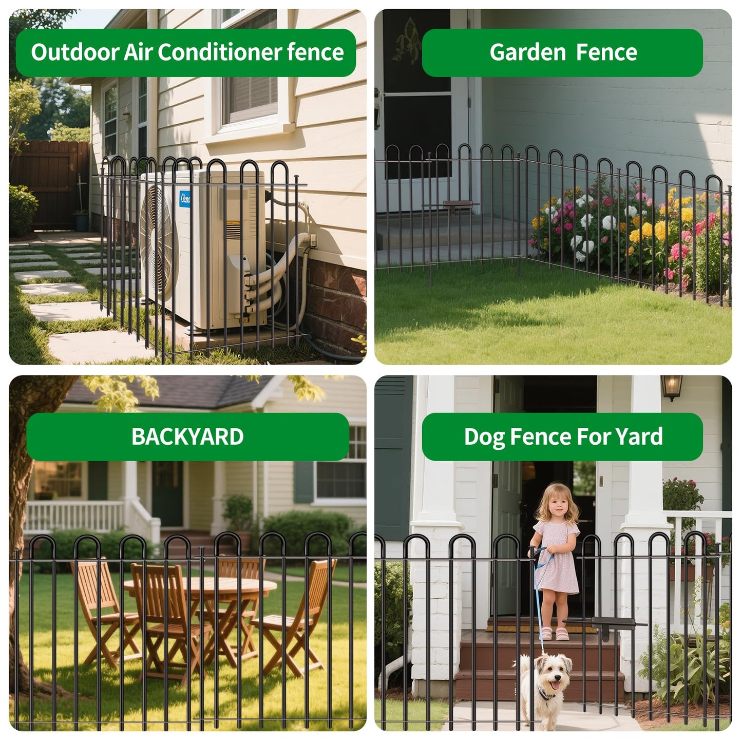 Metal Decorative Garden Fence, 32" High x 26" Wide (9 Panels + 1 Gate) Total Length 21.6 ft, No Dig Dog Fence Outdoor for Yard, Rustproof Animal Barrier Fencing, Garden Edging Border for Yard