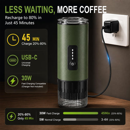 3-in-1 Portable Espresso Machine, Self-Heating Coffee Maker with 20 Bar Pressure, Compatible with Ground Coffee & NS/DG Style Capsules, 7500mAh Battery, USB-C Fast Charging for Travel, Camping & Car