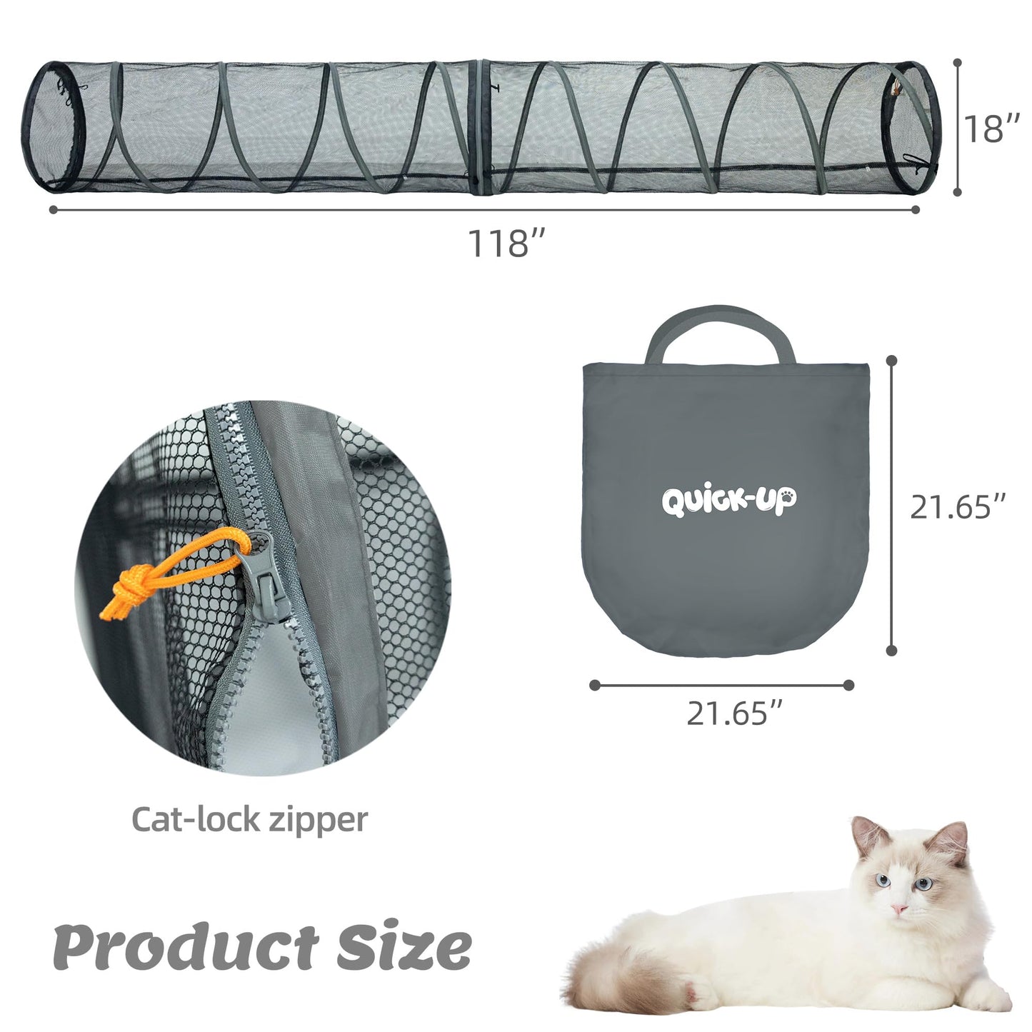 Pop-Up Cat Tent with Pet Bed and 2 Tunnels - Dual Room Kitty Hideaway for Playing & Napping, Scratch-Resistant Mesh, Detachable DIY Interactive Cat Play Set, Portable Indoor Outdoor Cat Cave