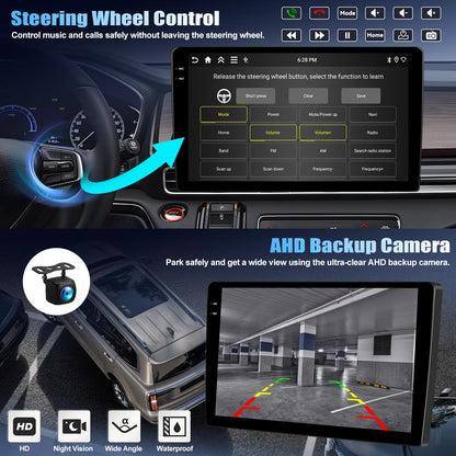4+128G Android 15 Car Stereo for Jeep Compass Patriot 2010-2016 with Wireless Carplay Android Auto, 10.1 inch 1280 * 720P IPS Touchscreen Bluetooth Car Radio Support GPS WiFi AHD Rear Camera