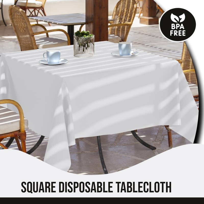 Party Solids 12-Pack White Round Plastic Tablecloth Disposable – Size: 108 Inches – Round Plastic Table Cloths for Parties, Picnics & Formal Events