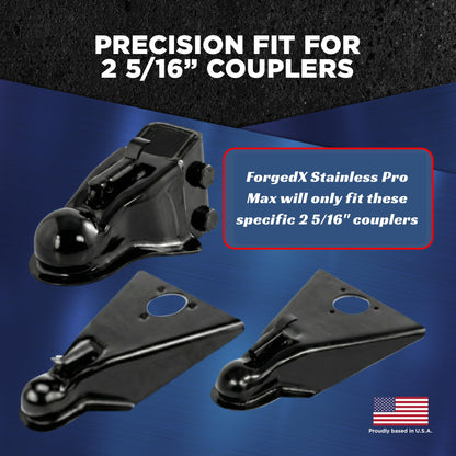 FORGEDX Trailer Lock Heavy Duty Anti Theft, Fits 2 5/16-Inch Couplers, Secures Safety Chains, for Trailers, RVs, and Boats, Stainless Shield Pro,Blue