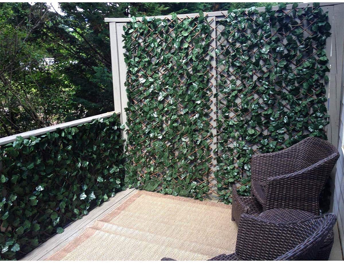 DOEWORKS Expandable Fence Privacy Screen for Balcony Patio Outdoor, Faux Ivy Fencing Panel for Backdrop Garden Backyard Home Decorations - 4PACK