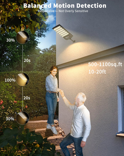 Ofuray Solar Lights Outdoor Waterproof, 3000K/4000K/6500K Dusk to Dawn Solar Security Light with Motion Sensor & Remote Control, IP66 Waterproof High Power LED Lighting for Wall,Yard,Outside Tri-4P