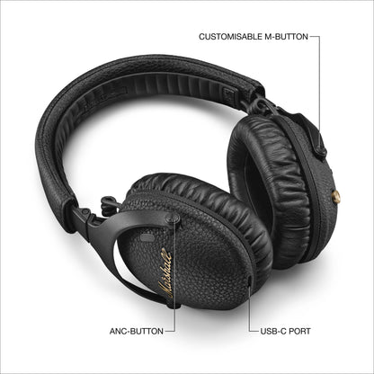 Marshall Monitor III A.N.C. Over-Ear Bluetooth Headphones - Active Noise Cancelling with Microphone | 100+ Hrs Wireless Playtime | Lightweight, Foldable Design for Travel - Black