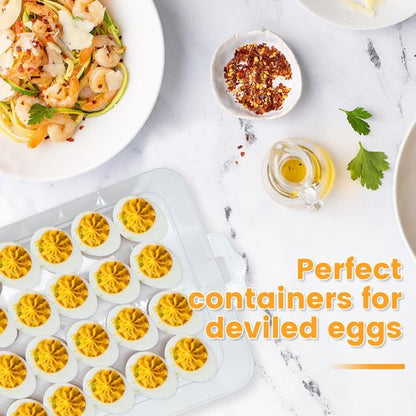 Cmaqpw 3 Layer Deviled Egg Containers with Lid,Portable Deviled Egg with Handle,Egg Carrier Holder Tray with 72 Holes for Thanksgiving Day,Party Favor Home Kitchen Refrigerator Supplies