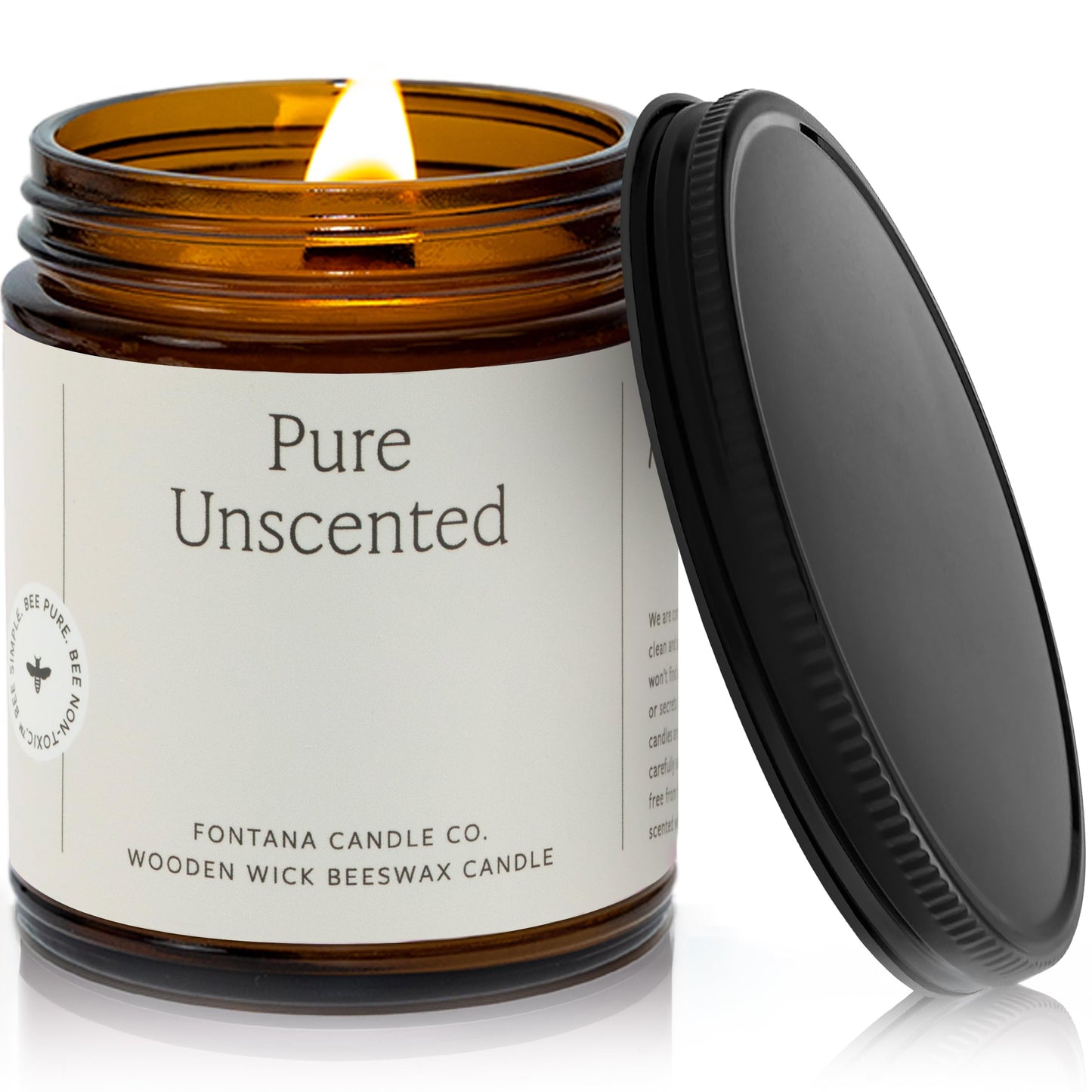 Fontana Candle Co Wood Wick Beeswax Jar Candle, Beeswax and Coconut Oil – Made Safe w/Coconut Oil & Pure Essential Oils – 35+ Hrs Clean Burn, Long Lasting and Non-Toxic Candles for Home & Room Decor