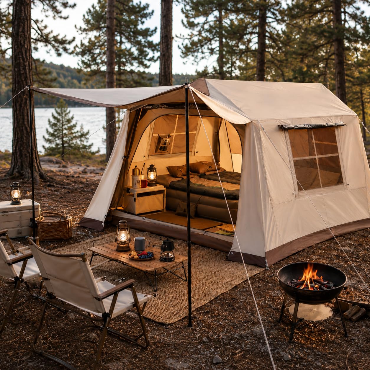 YOLENY 4 Person Instant Cabin Tent, Blackout Camping Tent with Vestibule, Rainfly & Canopy, Waterproof for Family Car Camping