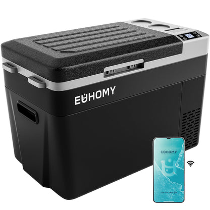 EUHOMY 12 Volt Refrigerator, 32QT(30L) PortableRefrigerator, Car Fridge Usable Battery, CarRefrigerator 12/24V DC 110-240V AC, Portable Freezer for Camping, Travel, Truck, Outdoor