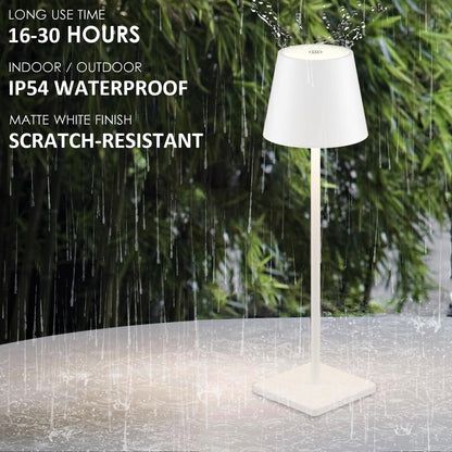 Aoceley 4-Pack Rechargeable Table Lamps, LED Cordless Table Lamp, 3W 6000mAh Battery Operated Table Light, Stepless Dimming Portable Table Light Waterproof for Restaurant/Indoor/Outdoor (White)