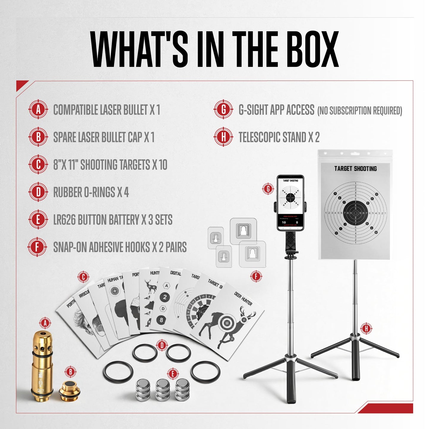 GLORYFIRE Dry Fire Laser Training System - Safe & Economical Practice Without Live Ammo, Home Training Compatible with App for Performance Tracking - with Cartridge, Targets & Holderes