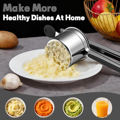 Skiennix 15oz Potato Ricer - Heavy Duty 18/8 Stainless Steel Masher for Baby Food & Spaetzle | Black