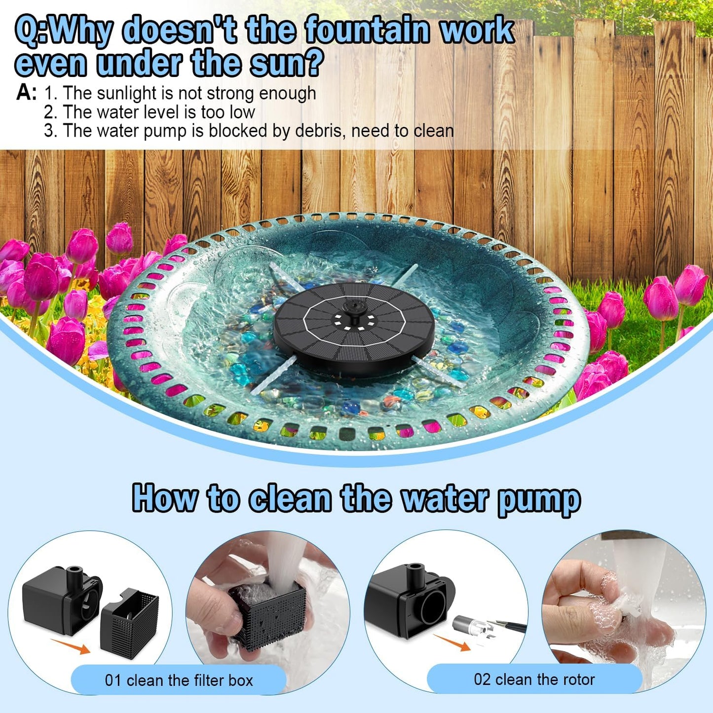SZMP Solar Water Fountain - 2026 Upgrade 3.5W Bird Bath Pump with Color LED Lights & 7 Nozzles | Perfect for Garden, Patio, Pond, Pool