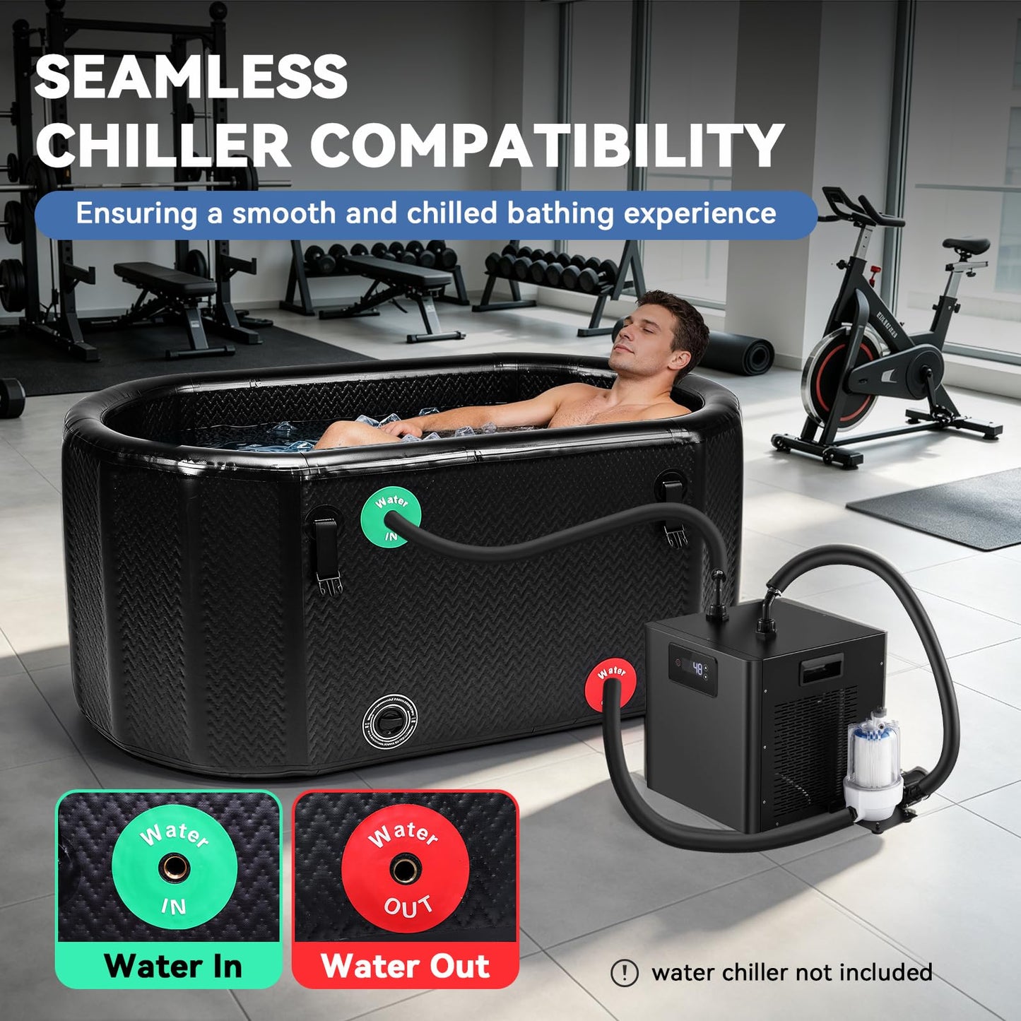 Poafamx Ice Bath Tub for Athletes, 206 Gal XXL Inflatable Cold Plunge Tub with Insulated Cover, Compatible with Water Chillers, Portable Bathtub for Outdoor & Indoor Recovery Cold Water Therapy