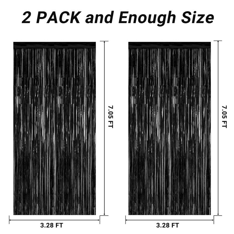2 Pack Backdrop Curtains, 3.28 FT x 7.05 FT Purple Tinsel Backdrop, Metallic Purple Backdrop Fringe Curtains Foil Streamer, Party Supplies Photo Props for Anniversaires Wedding Party