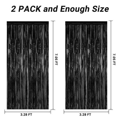 2 Pack Backdrop Curtains, 3.28 FT x 7.05 FT Purple Tinsel Backdrop, Metallic Purple Backdrop Fringe Curtains Foil Streamer, Party Supplies Photo Props for Anniversaires Wedding Party