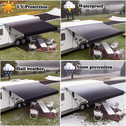 CYLAND RV Awning Fabric Replacement,Camper Trailer Motorized Awning Replacement for Motorhome,Heavy Duty Weatherproof 18.5oz Outdoor Vinyl RV Canopy 20'(Fabric 19'2") Black Fade