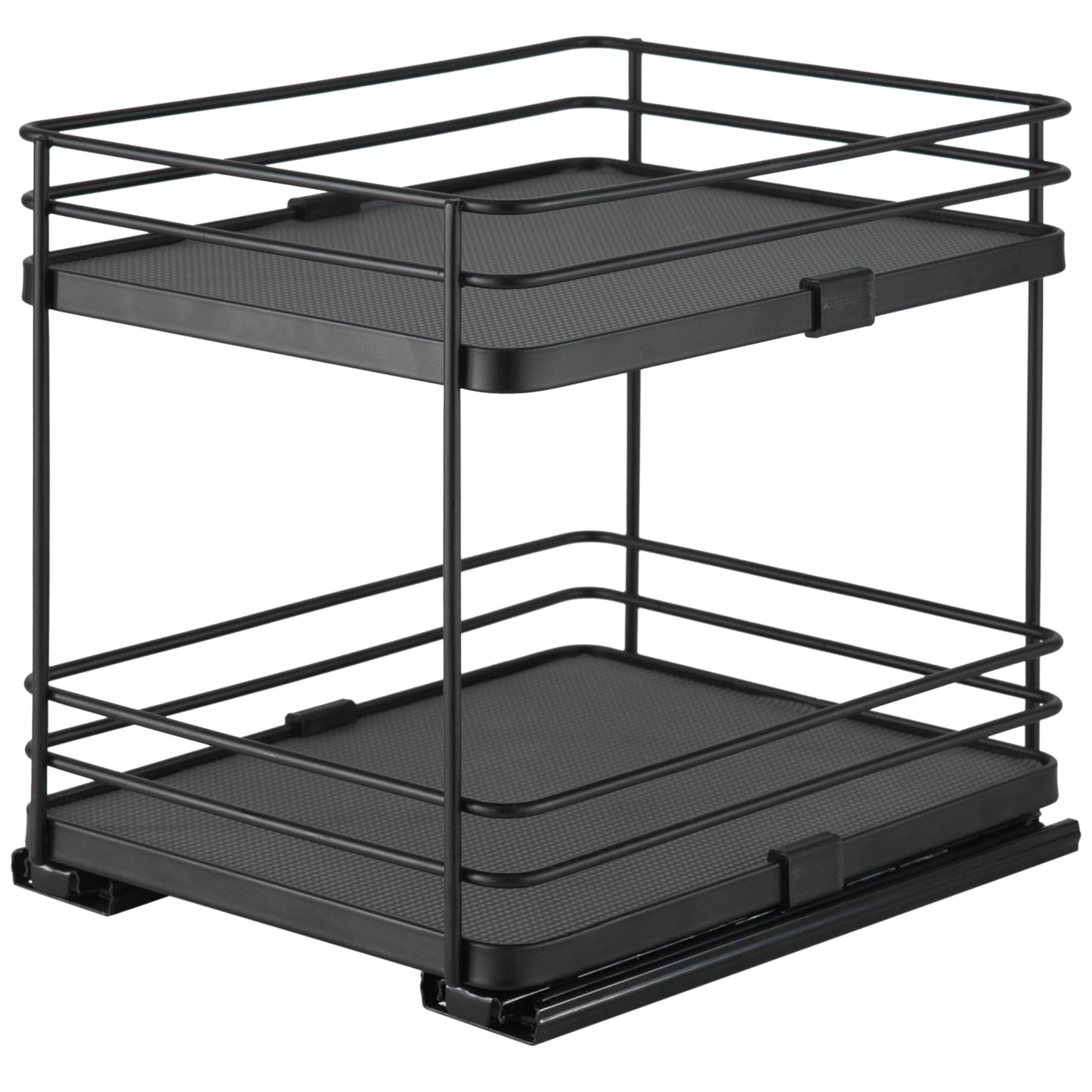 Organize It All Slide Out Shelf Organizer| Dimensions: 8"x 10.2"x 9"| Space Saver | Easy Glide Mechanism | Black.