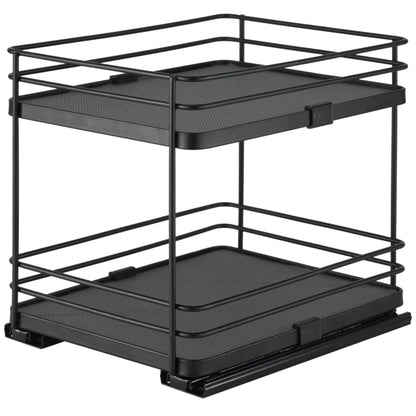 Organize It All Slide Out Shelf Organizer| Dimensions: 8"x 10.2"x 9"| Space Saver | Easy Glide Mechanism | Black.