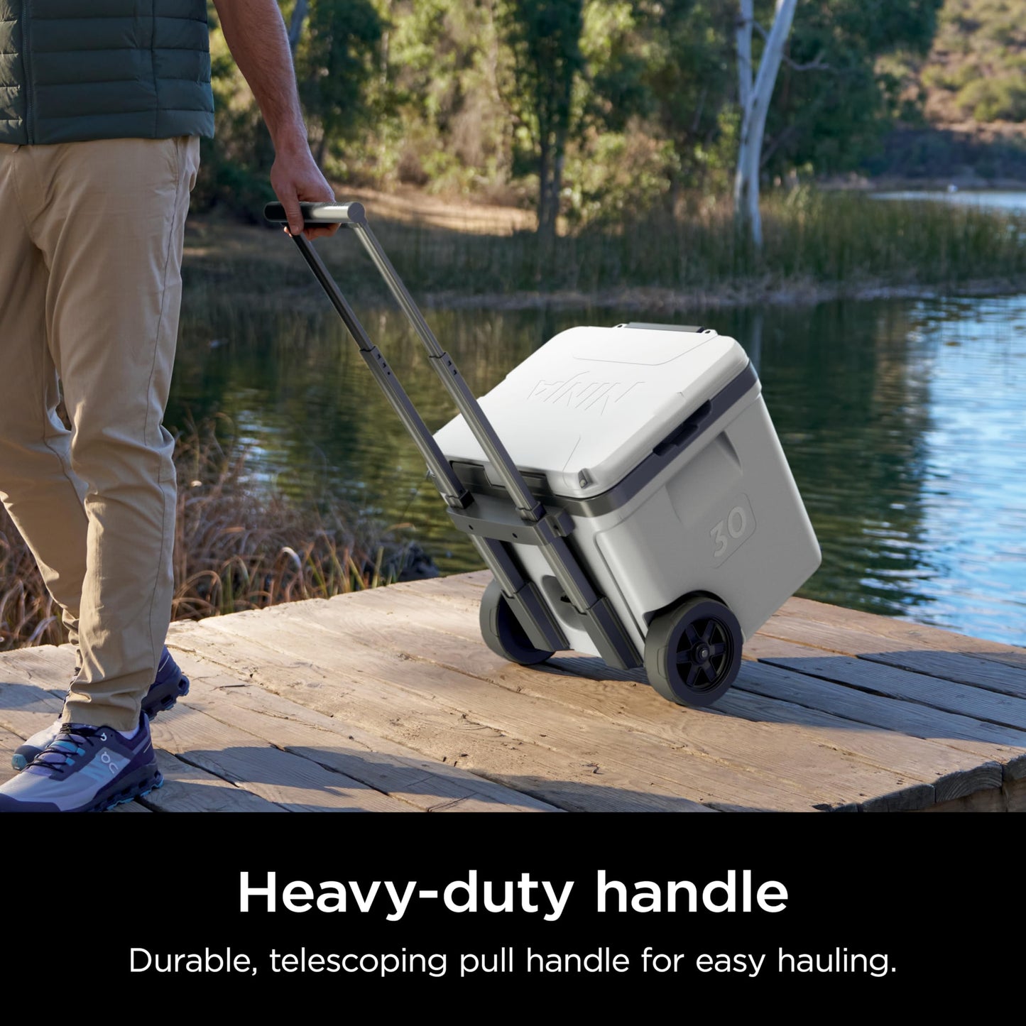 Ninja | Cooler | FrostVault 30QT Cooler with Wheels | Insulated with Temp Dry Storage Drawer | Keeps Ice Cold for Days | for the Beach, Camping, Picnics & More | Cloud White | FB230WH