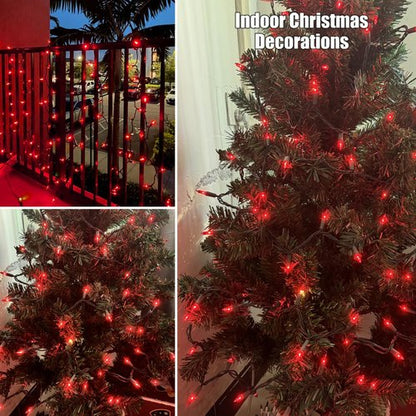 HISHINY Christmas Lights 100 Count Red Christmas Tree String Lights with White Wire for Outdoor Indoor Christmas Decorations Wedding Decorations Valentines Day Decor,UL Certified (21feet)