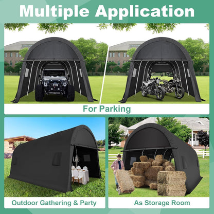 COBIZI Carport 10x20 FT Heavy Duty Portable Garage Storage Shelter Shed with All-Steel Metal Frame & Vents, Round Style Outdoor Storage Shed for Car, Truck, Boat, Patio Furniture Anti-Snow Waterproof