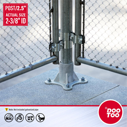 DooToo Chain Link Fence Post Flange - 2 1/2" Heavy Duty Round Post Base Bracket (8-Pack) Fits 2-3/8" Outer Diameter Fence/Mailbox/Flag Posts - Floor Mount Flange Kit