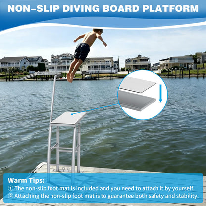 THOOUM 31.5" Rise Dock/Boat/Deck Diving Board Platform with Hand Rail, Heavy Duty Boarding Platform with Foam Pad Surface for Diving