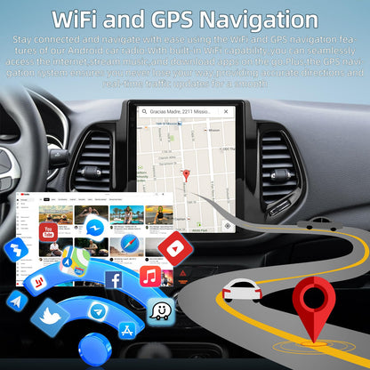 9.7 Inch Car Stereo for Jeep Compass 2017 2018 2019, 2+64G Android Touchscreen Radio with Wireless Carplay & Android Auto/WiFi/HiFi/GPS Navigation/Mirror Link/SWC, AHD Backup Camera