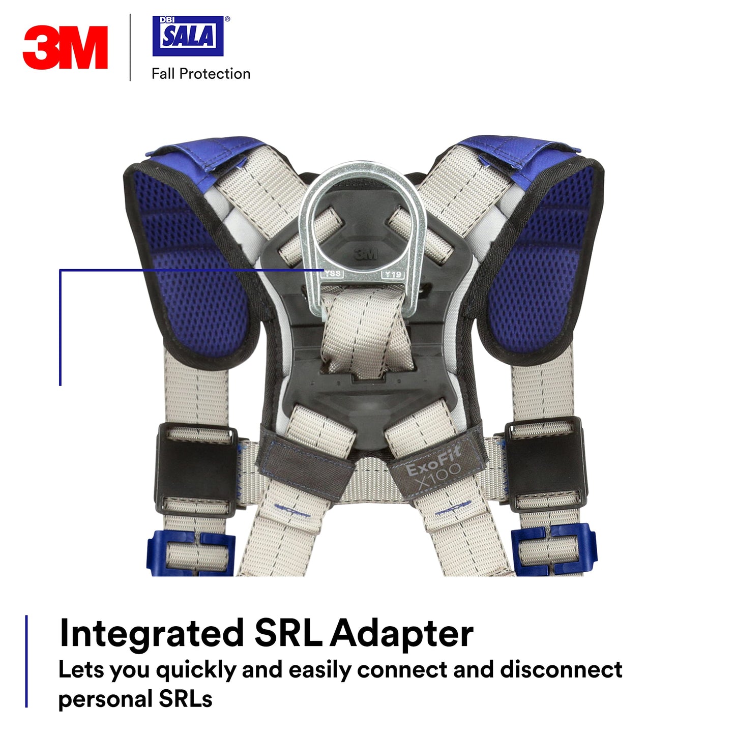 3M DBI-SALA ExoFit X100 Comfort Vest Safety Harness Fall Protection, OSHA, ANSI, General Purpose, 1 D-Ring, Tongue Buckle Leg Strap, Pass-through Chest Buckle, Zinc Plated Steel, 1401004, 2X