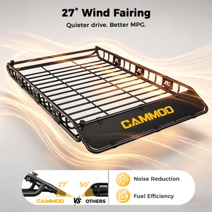 CAMMOO 64"x39" Roof Rack Basket, Removable Fairing & Support Bars for Kayaks/Long Gear, 20 Cu.Ft Waterproof Soft Bag+Lock+Net+Strap–200Lbs Capacity Car Roof Cargo Carrier for SUV Truck Camping