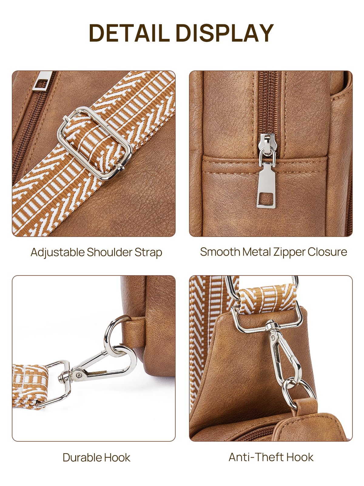 Telena Crossbody Sling Bags for Women, PU Leather Fanny Packs Cross Body Bag for Woman