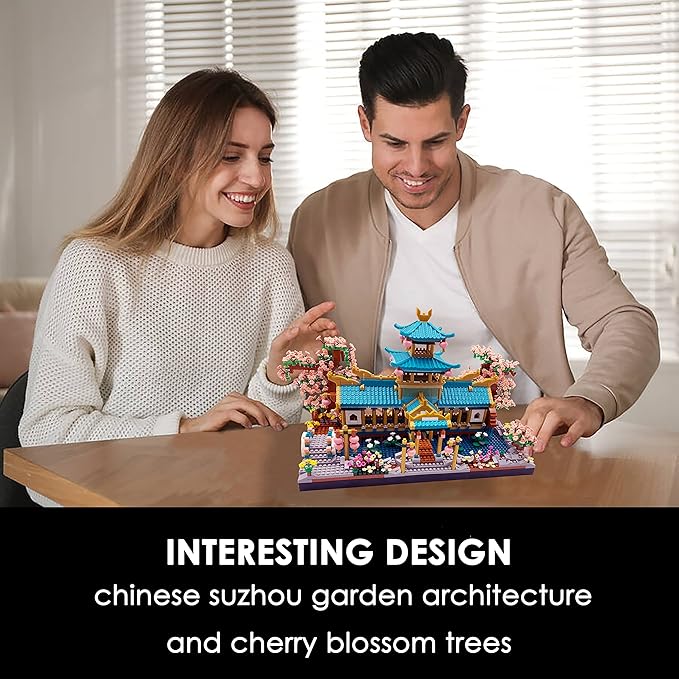 Micro Building Blocks SetChinese Suzhou Garden Architecture and Cherry Blossom Bonsai Tree Building Toys for AdultsJapanese Sakura House ModelCreative Mini Bricks Gift for Kids 14+2350 pcs