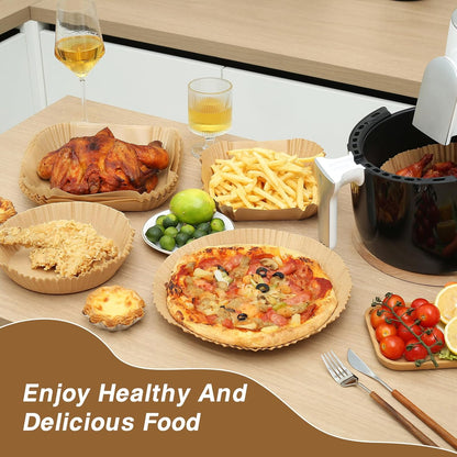 Air Fryer Liners | 100PCS Non-Stick Parchment Paper for 3-5QT Air Fryers & Microwaves - 6.5 Inch Square