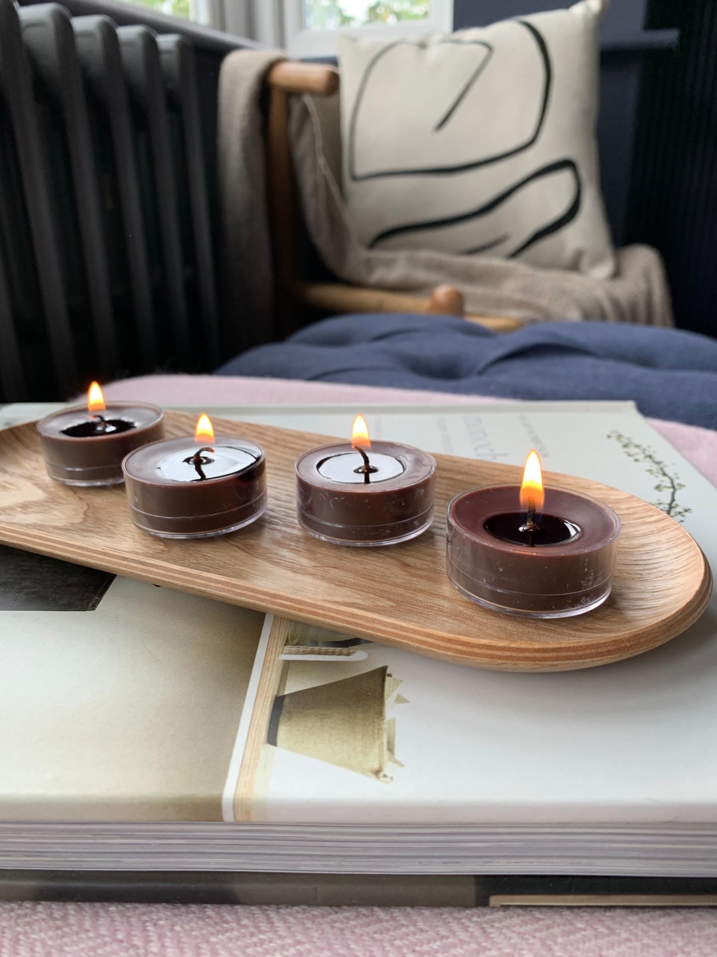 PartyLite Set of 12 Tea Lights Candles, Ebony Oud Scent, Aromatherapy Scented Candles Gift Set, Up to 4 to 6 Hours Burn Time