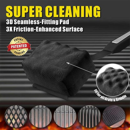 GRILLART Grill Brush - Bristle-Free Replacement Cleaning Pad for Cast Iron & Stainless Steel Grates - Dark Black