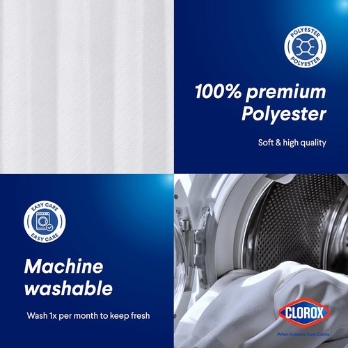Clorox 2-in-1 Shower Curtain Liner - Durable Fabric with Weighted Magnets | 72" x 72" White